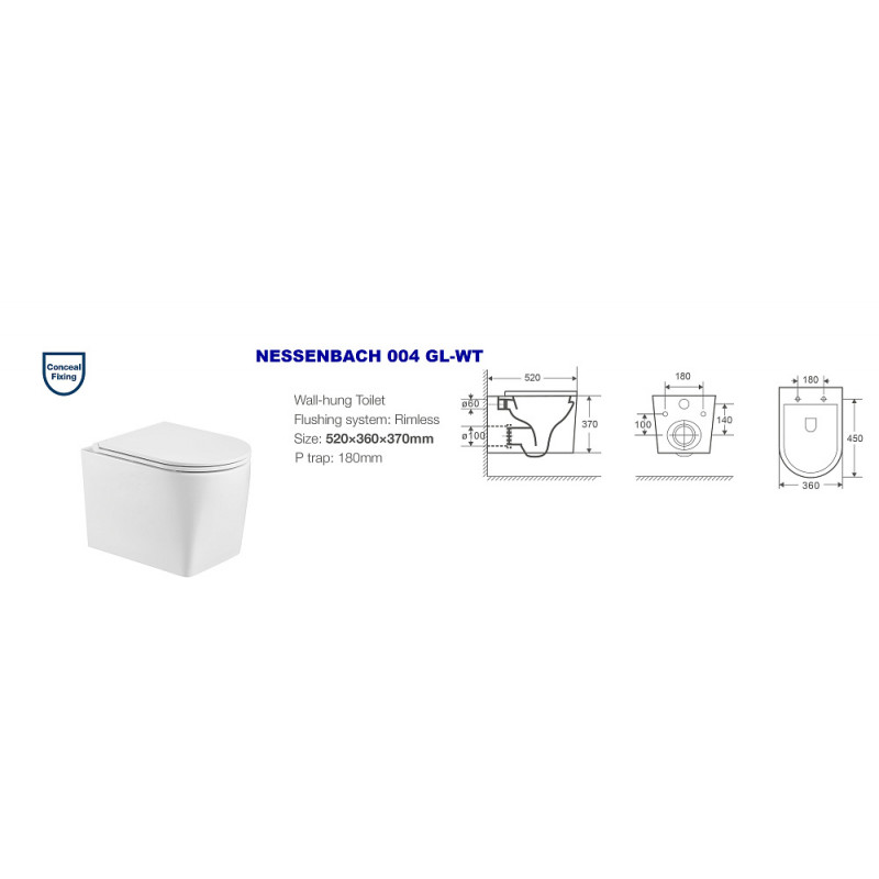 Унитаз с инсталляцией WeltWasser и кнопкой смыва (AMBERG 350 + NESENBACH 004 GL-WT + AMBERG RD-BL)