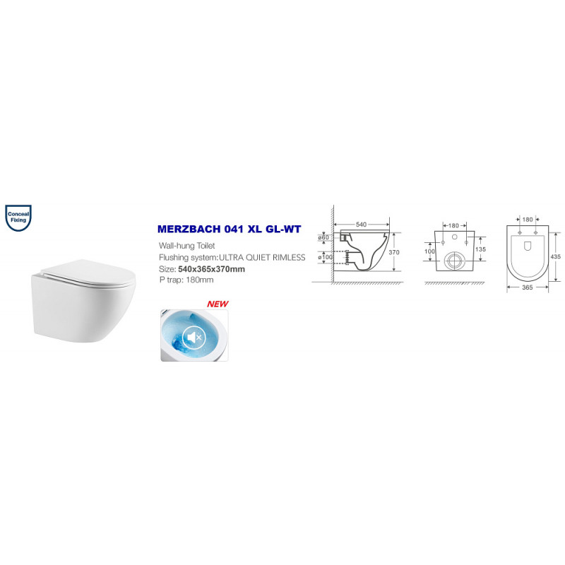 Унитаз с инсталляцией WeltWasser и кнопкой смыва (AMBERG 350 + MERZBACH 041 XL GL-WT + AMBERG RD-CR)