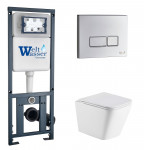 Унитаз с инсталляцией WeltWasser и кнопкой смыва (MARBERG 410 + GELBACH 043 MT-WT + MAR 410 SE CR)