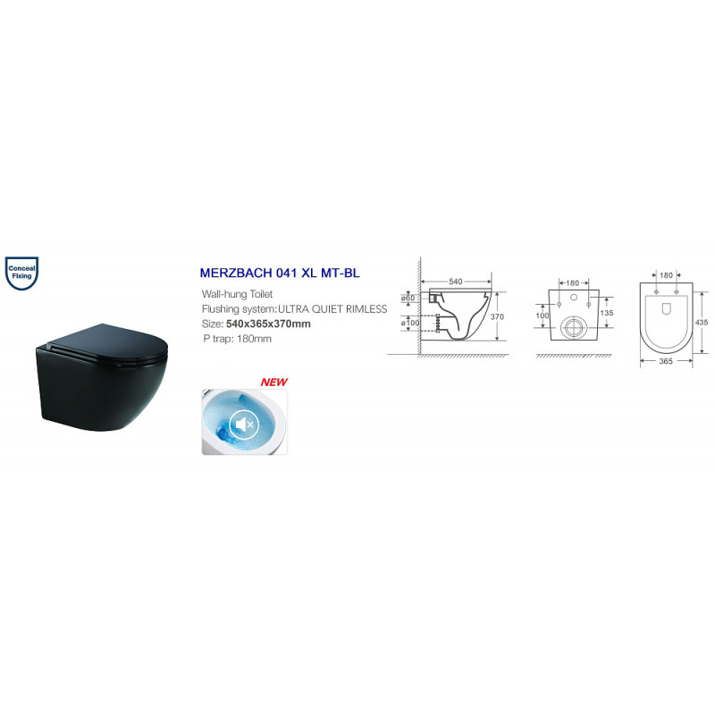 Унитаз с инсталляцией WeltWasser и кнопкой смыва (AMBERG 350 + MERZBACH 041 XL MT-BL + AMBERG RD-WT)