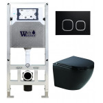 Унитаз с инсталляцией WeltWasser и кнопкой смыва (AMBERG 506 ST + MERZBACH 041 XL MT-BL + AMBERG RD-BL)