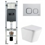 Унитаз с инсталляцией WeltWasser и кнопкой смыва (AMBERG 350 ST + GELBACH 043 GL-WT + AMBERG RD-WT)