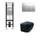 Унитаз с инсталляцией WeltWasser и кнопкой смыва (AMBERG 350 + MERZBACH 041 XL MT-BL + AMBERG RD-CR)