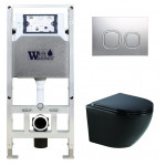 Унитаз с инсталляцией WeltWasser и кнопкой смыва (AMBERG 506 ST + MERZBACH 041 XL MT-BL + AMBERG RD-CR)