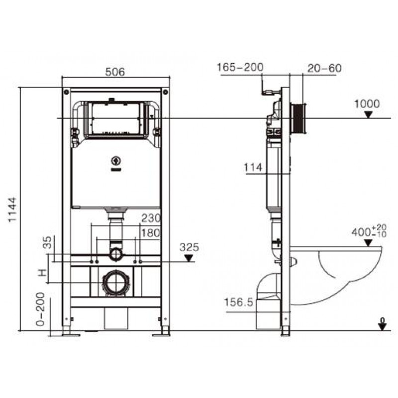 Унитаз с инсталляцией WeltWasser и кнопкой смыва (AMBERG 506 ST + MERZBACH 041 XL MT-BL + AMBERG RD-WT)