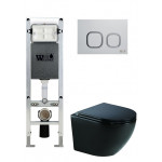 Унитаз с инсталляцией WeltWasser и кнопкой смыва (AMBERG 350 ST + MERZBACH 041 XL MT-BL + AMBERG RD-WT)