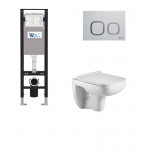 Унитаз с инсталляцией WeltWasser и кнопкой смыва (AMBERG 350 + KEHLBACH 004 GL-WT + AMBERG RD-MT CR)
