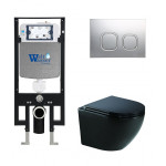 Унитаз с инсталляцией WeltWasser и кнопкой смыва (AMBERG 497 + MERZBACH 041 XL MT-BL + AMBERG RD-MT CR)