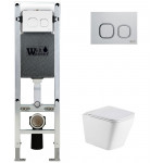 Унитаз с инсталляцией WeltWasser и кнопкой смыва (AMBERG 350 ST + GELBACH 043 MT-WT + AMBERG RD-MT CR)