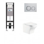 Унитаз с инсталляцией WeltWasser и кнопкой смыва (AMBERG 350 + ODENBACH 004 GL-WT + AMBERG RD-MT CR)