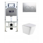 Унитаз с инсталляцией WeltWasser и кнопкой смыва (AMBERG 506 ST + GELBACH 043 MT-WT + AMBERG RD-CR)