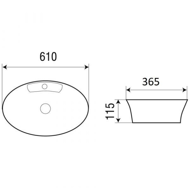 Раковина накладная (WW ELBACH 3203) 610х365х115