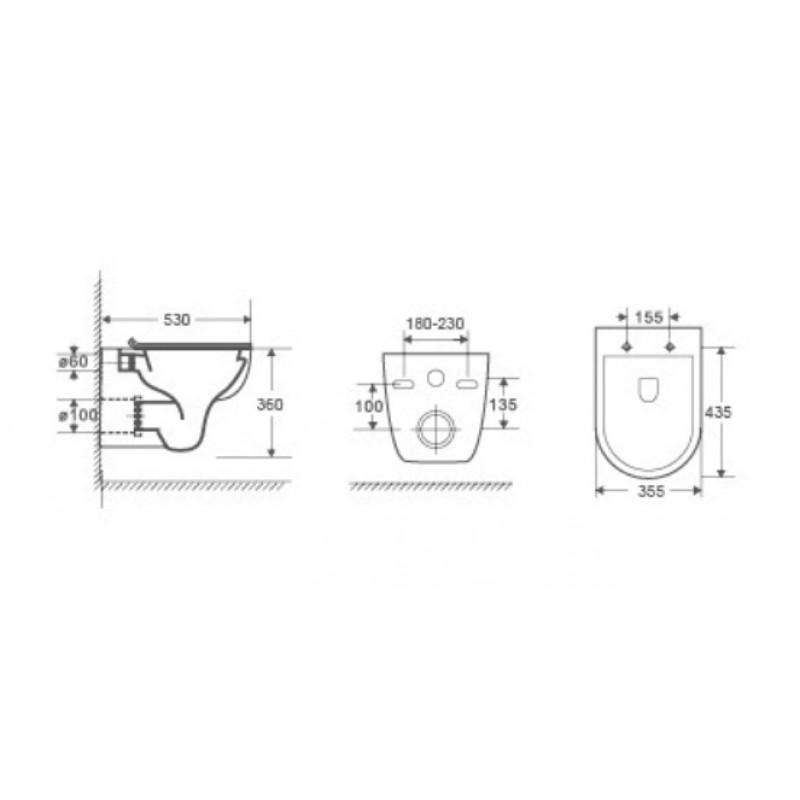 Унитаз подвесной безободковый WW BAARBACH 004 GL-WT