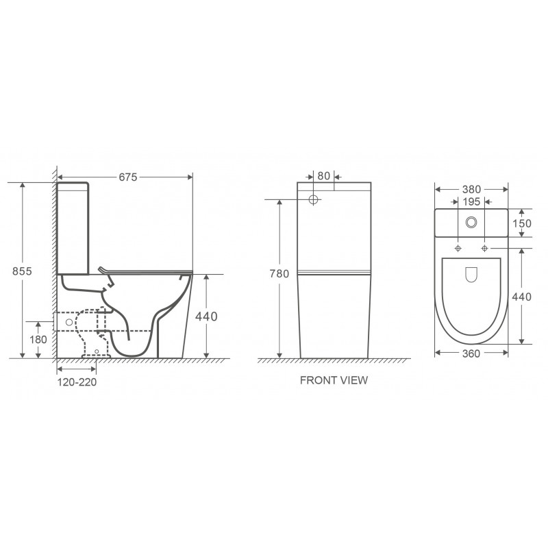 Унитаз-компакт безободковый WW SALZBACH 001 XL GL-WT