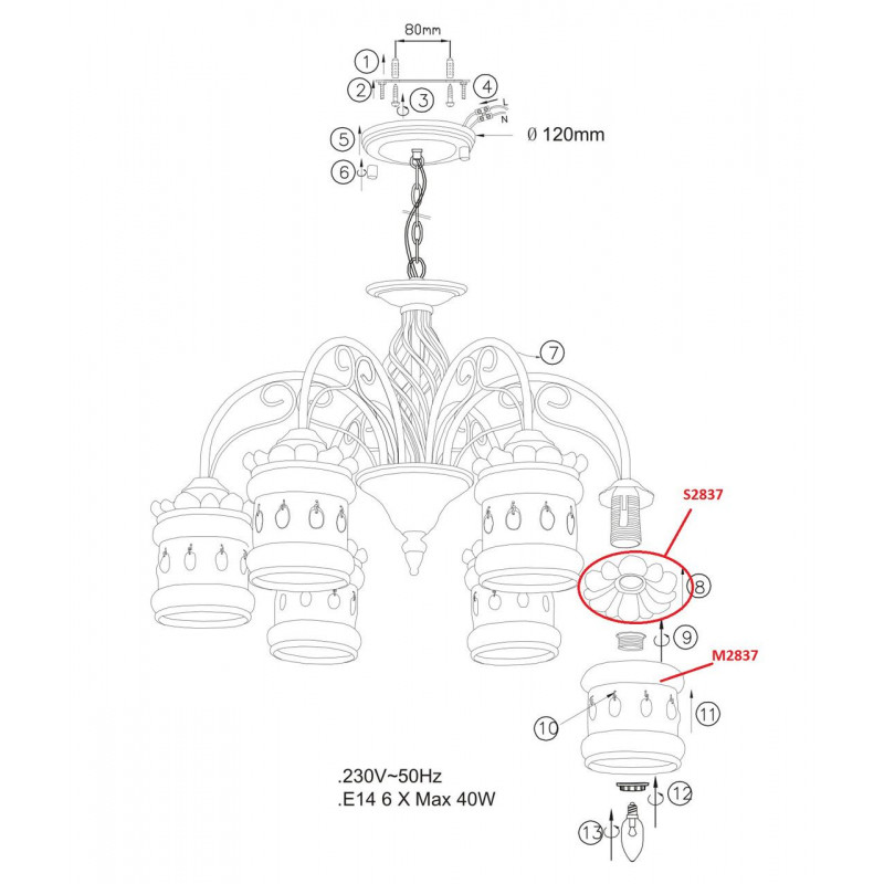 Подвесная люстра Odeon Light Zafran 2837/6