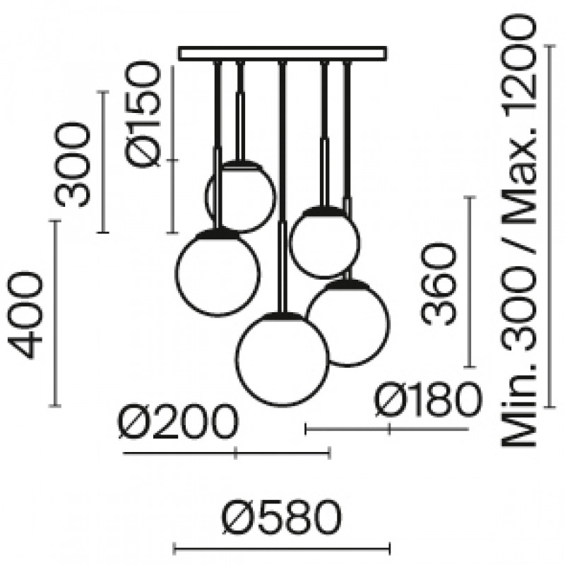 Подвесной светильник, люстра с белыми шарами Maytoni Basic form MOD321PL-05W