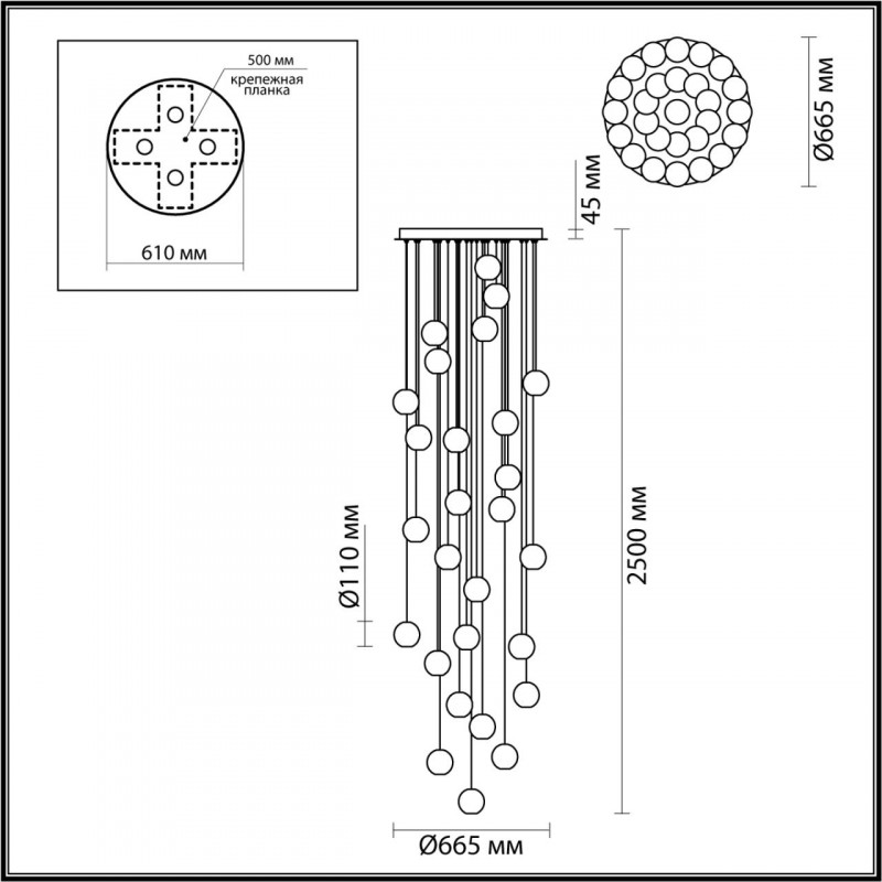 Подвесная каскадная люстра Odeon Light CRYSTAL 5007/120L