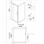 Душ.ограждение NG-83-8AB-A80B (80*80*195) квадрат, дверь распашная, 2 места