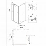 Душ.ограждение NG-83-9AB-A80B (90*80*195) прямоугольник, дверь распашная, 2 места