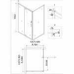 Душ.ограждение NG-83-10AB-A70B (100*70*195) прямоугольник, дверь распашная, 2 места
