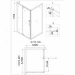 Душ.ограждение NG-83-10AB-A80B (100*80*195) прямоугольник, дверь распашная, 2 места