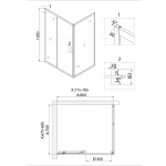 Душ.ограждение NG-82-8AB-A70B (80*70*195) прямоугольник, дверь раздвижная, 2 места