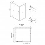 Душ.ограждение NG-82-8AB-A80B (80*80*195) квадрат, дверь раздвижная, 2 места