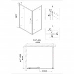 Душ.ограждение NG-82-9AB-A90B (90*90*195) квадрат, дверь раздвижная, 2 места