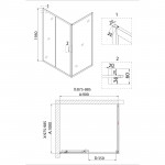 Душ.ограждение NG-82-9AB-A100B (90*100*195) прямоугольник, дверь раздвижная, 2 места