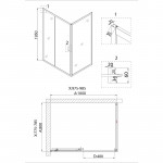 Душ.ограждение NG-82-10AB-A80B (100*80*195) прямоугольник, дверь раздвижная 2 места