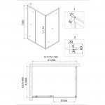Душ.ограждение NG-82-12AB-A100B (120*100*195) прямоугольник, дверь раздвижная, 2 места