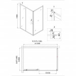 Душ.ограждение NG-82-13AB-A90B (130*90*195) прямоугольник, дверь раздвижная, 2 места