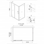 Душ.ограждение NG-82-13AB-A100B (130*100*195) прямоугольник, дверь раздвижная, 2 места
