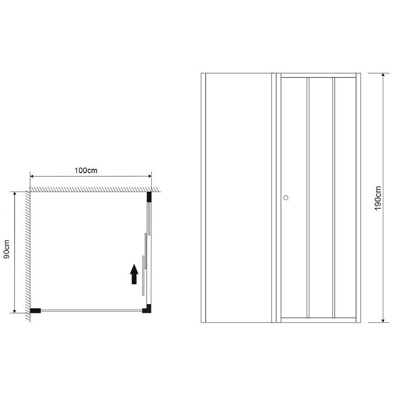 Душ.ограждение GR-D100-P80 Falcon (100*80*190)прямоугольник, раздвижная дверь из двух частей 2 мест