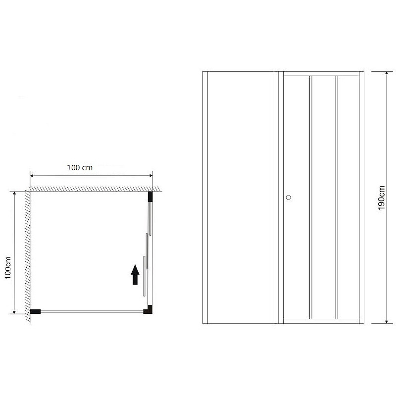 Душ.ограждение GR-D100-P100 Falcon (100*100*190) квадрат, раздвижная дверь из двух частей 2 места