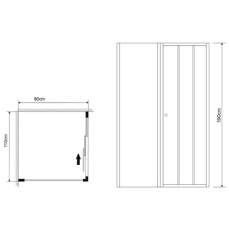 Душ.ограждение GR-D110-P80 Falcon (110*80*190)прямоугольник,раздвижная дверь из двух частей 2 места