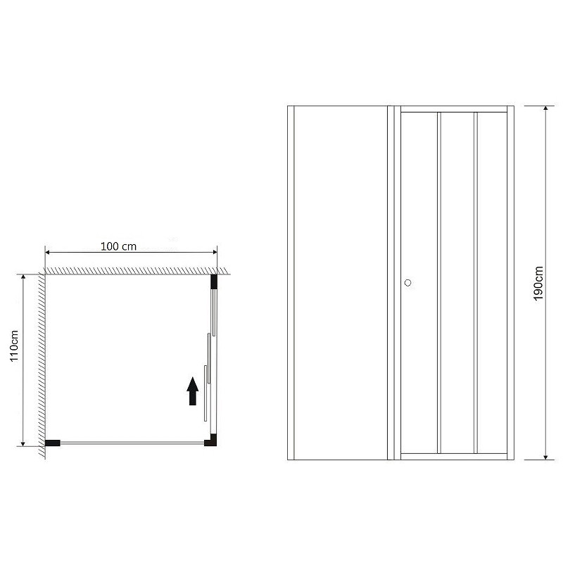 Душ.ограждение GR-D110-P100 Falcon (110*100*190)прямоугольник, раздвижная дверь из двух частей 2 ме