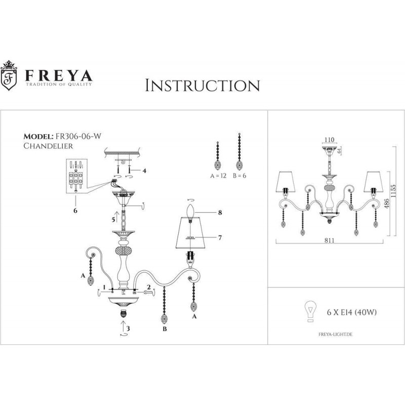 Подвесная люстра Freya Adelaide FR2306-PL-06-W