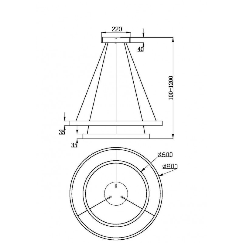 Подвесной светодиодный светильник с форме колец, LED люстра Maytoni Rim MOD058PL-L74BS3K