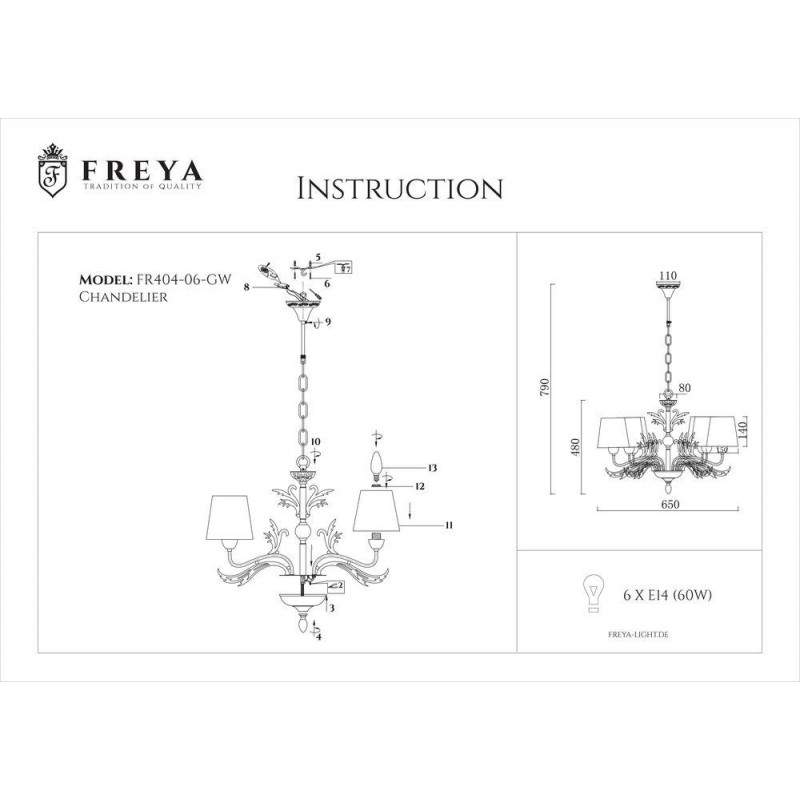 Подвесная люстра Freya Agas FR2404-PL-06-WG