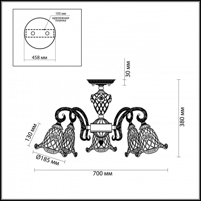 Потолочная люстра Odeon Light Victori 2884/5C