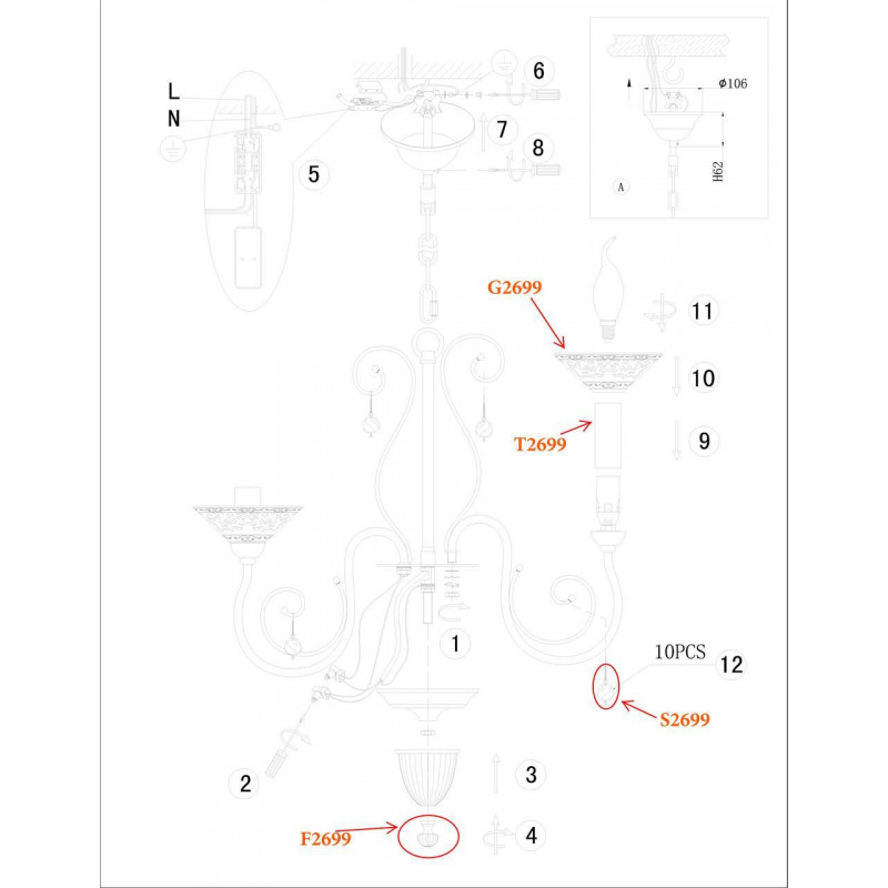 Подвесная люстра Odeon Light Rey 2699/5