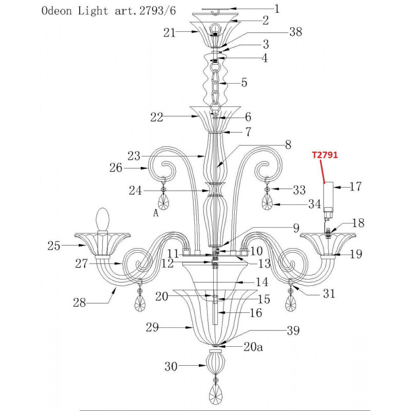 Подвесная люстра Odeon Light Edna 2793/6