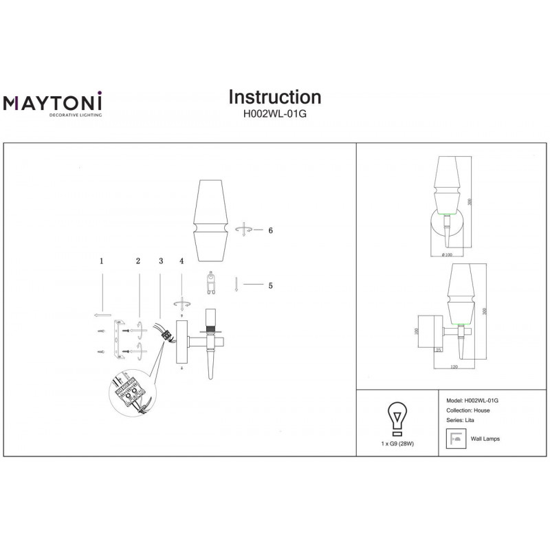 Бра Maytoni Lita H002WL-01G