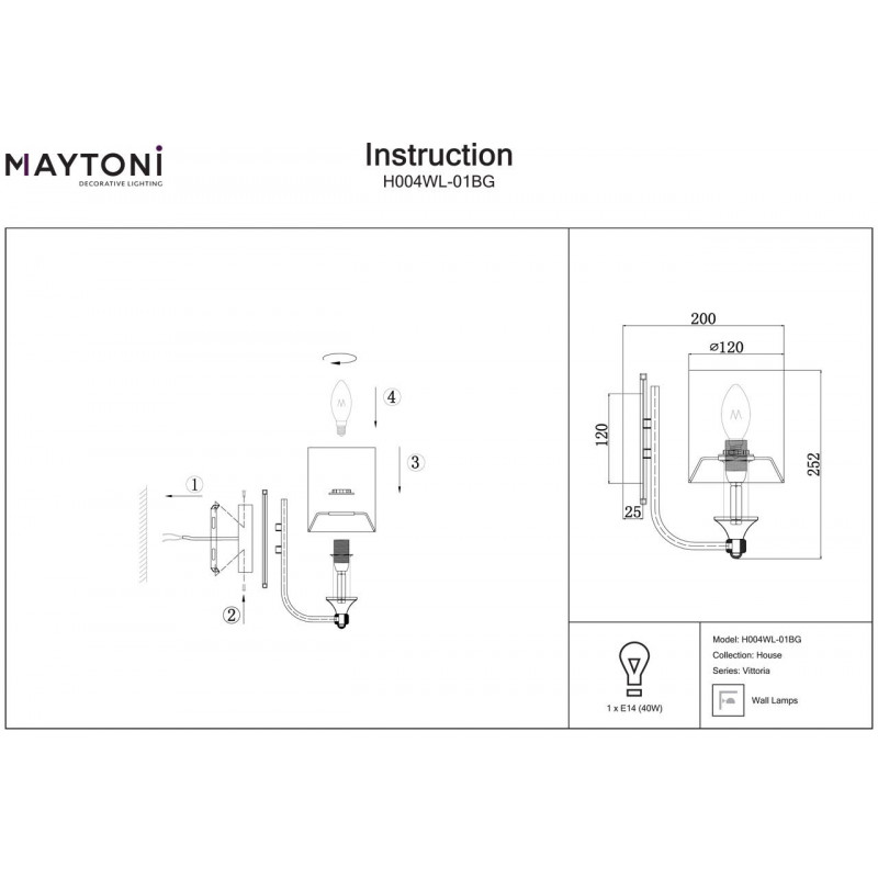 Бра Maytoni Vittoria H004WL-01BG