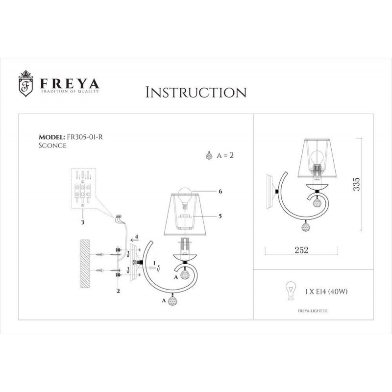 Бра Freya Gretchen FR2305-WL-01-BR