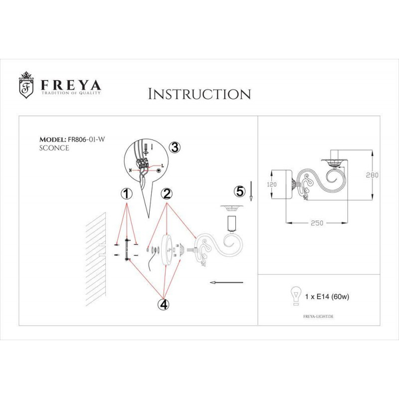 Бра Freya Florence FR2806-WL-01-WG