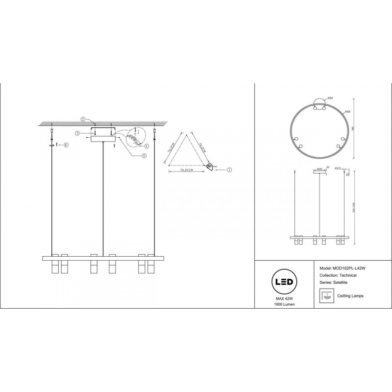 Подвесная светодиодная люстра Maytoni Satellite MOD102PL-L42W