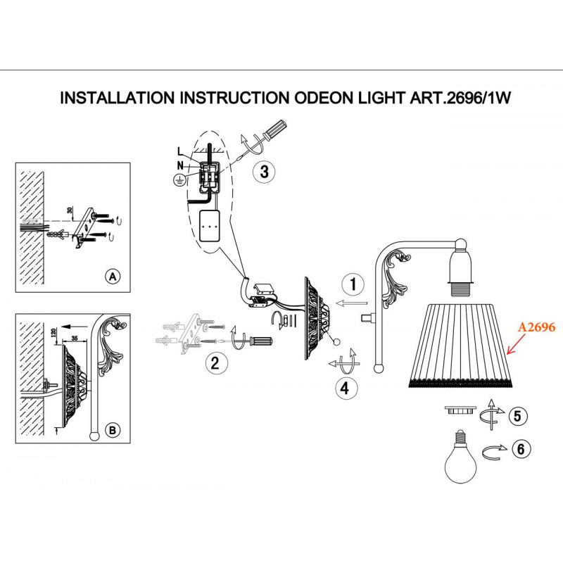 Бра Odeon Light Veado 2696/1W