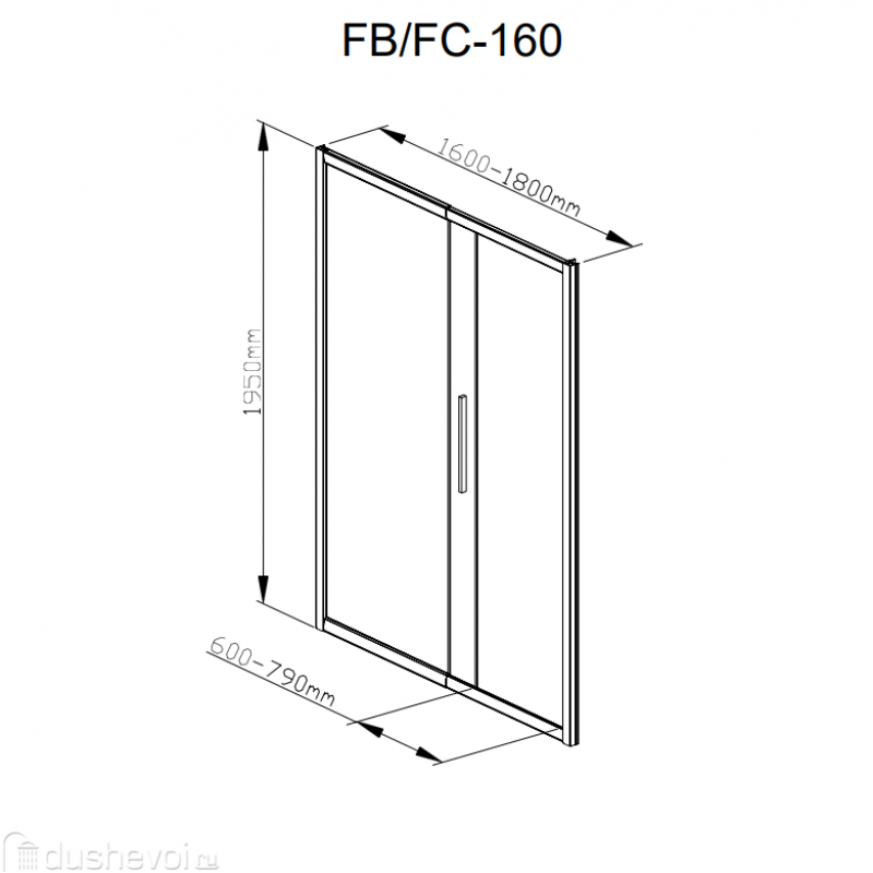 Дверь в нишу FC 160-180 Chrome